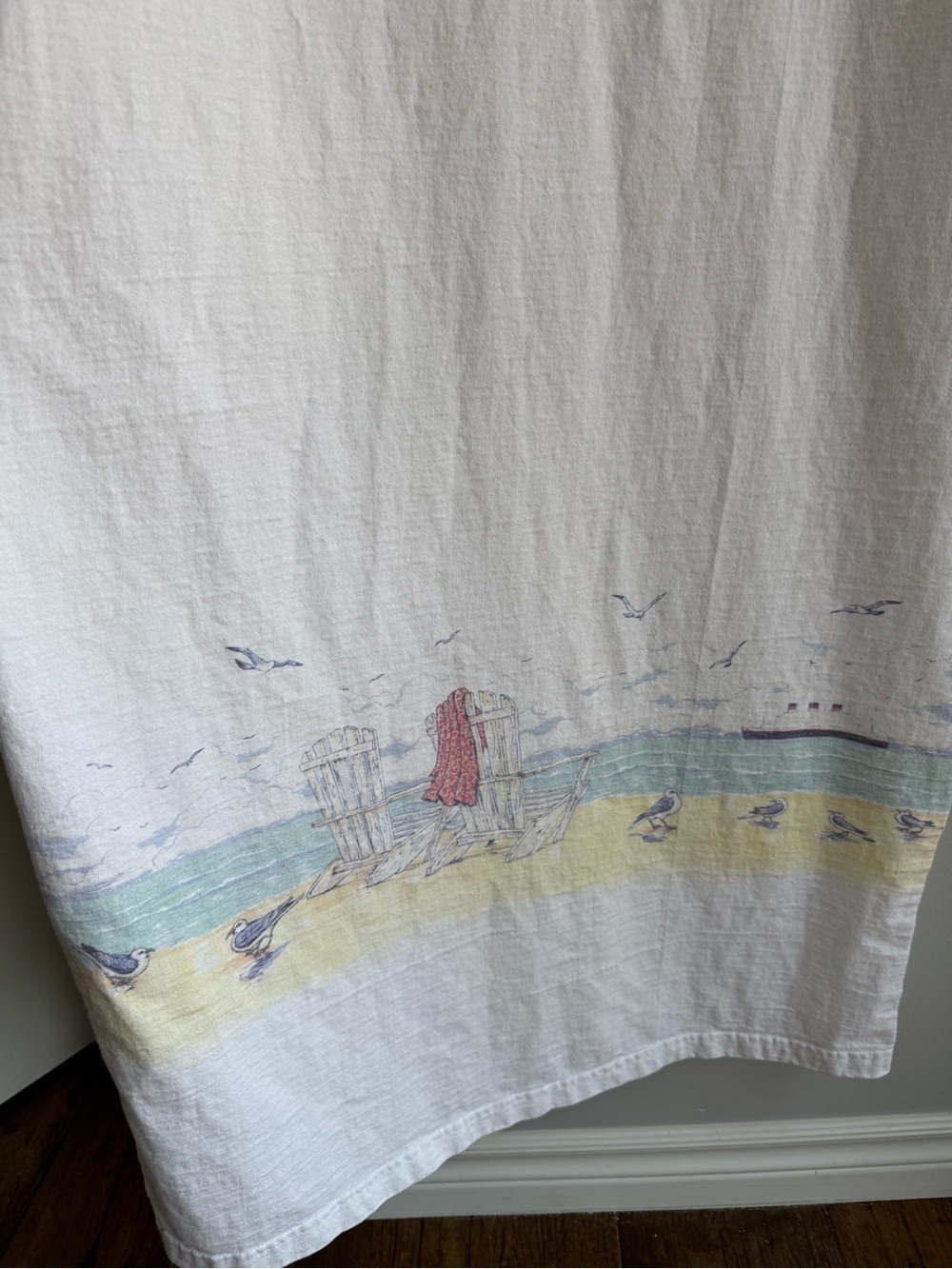 Vtg 90s Cottagecore Dress + Jacket Set 3X White Watercolour Maxi Beach Coastal - Picture 9 of 14